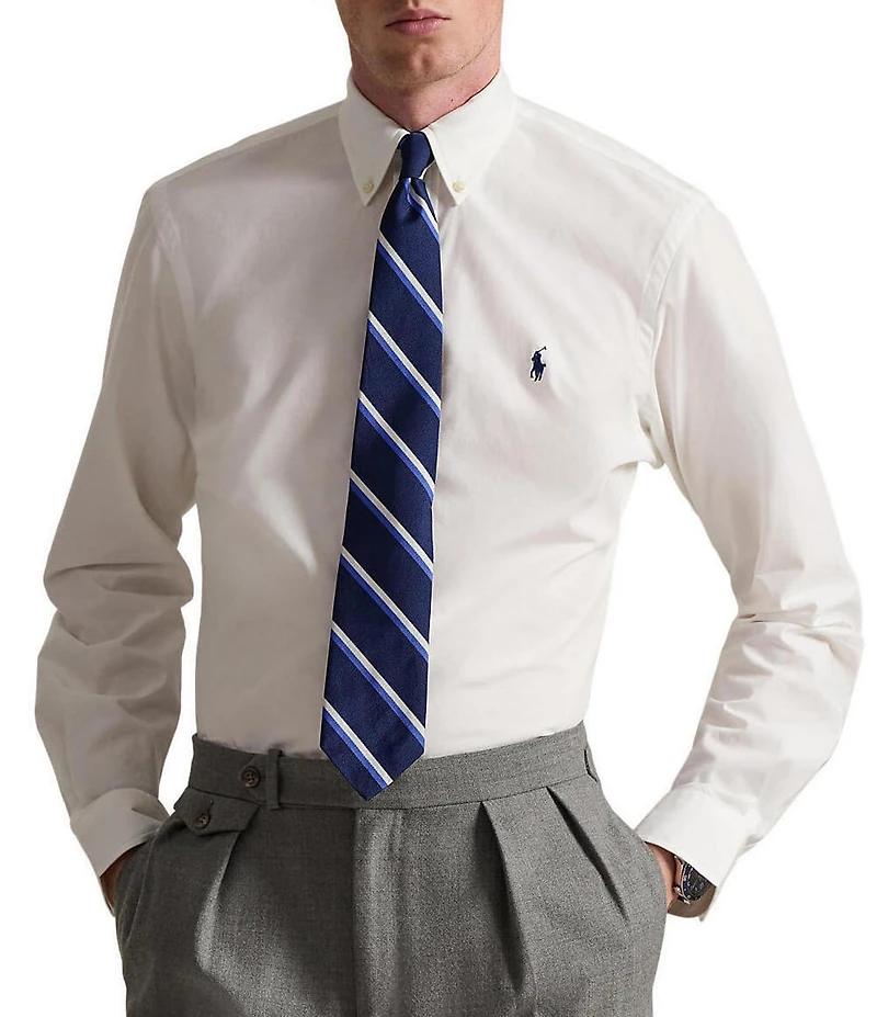 Polo Ralph Lauren Custom Fit Solid Stretch Poplin Long Sleeve Woven Shirt