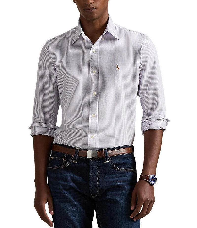 Polo Ralph Lauren Custom Fit Striped Oxford Long Sleeve Woven Shirt