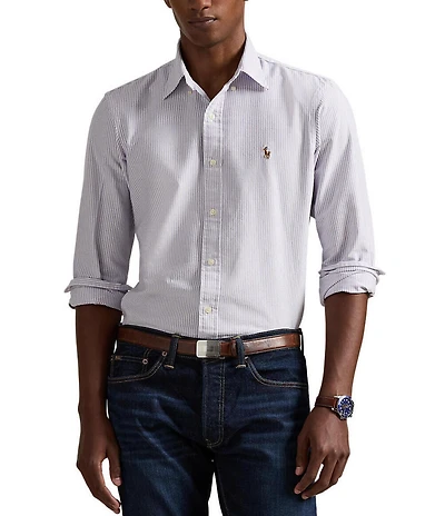 Polo Ralph Lauren Custom Fit Striped Oxford Long Sleeve Woven Shirt