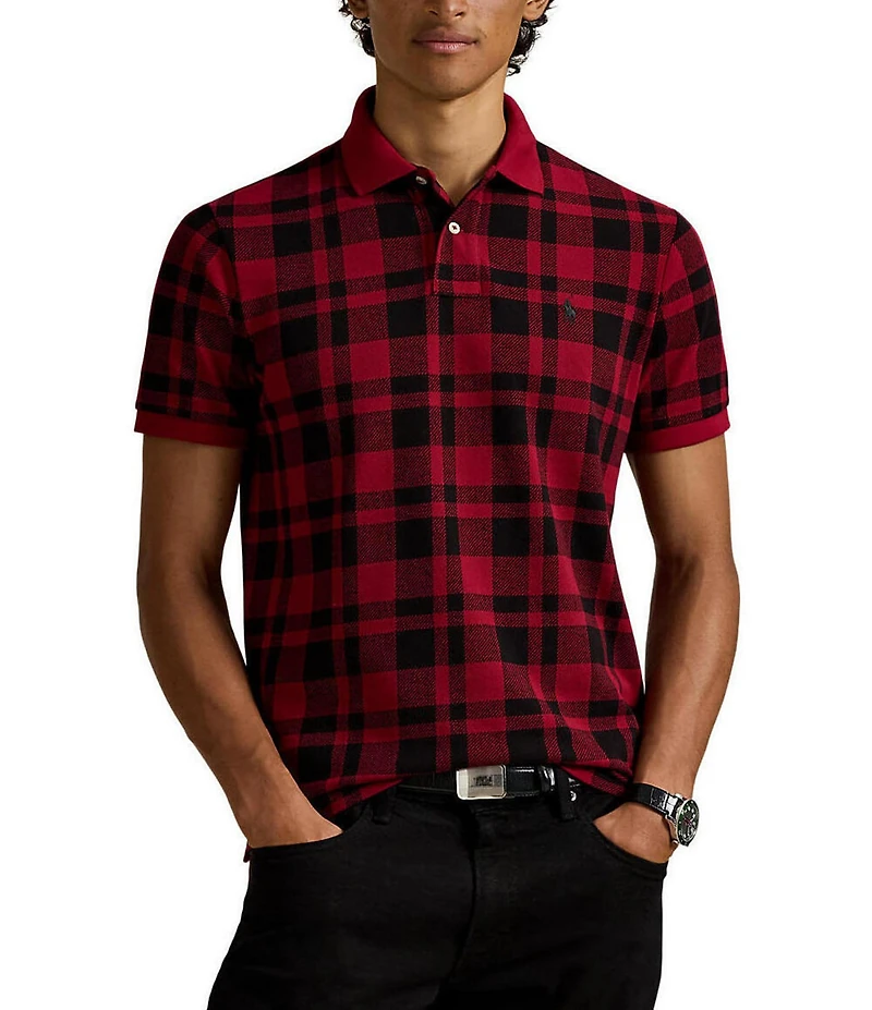 Polo Ralph Lauren Custom Slim Fit Plaid Short Sleeve Mesh Polo Shirt