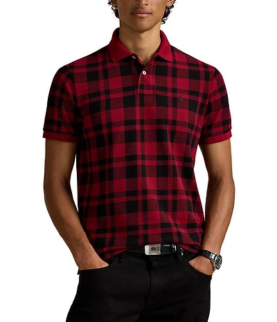 Polo Ralph Lauren Custom Slim Fit Plaid Short Sleeve Mesh Polo Shirt