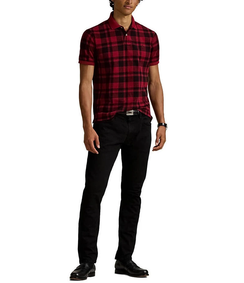 Polo Ralph Lauren Custom Slim Fit Plaid Short Sleeve Mesh Polo Shirt