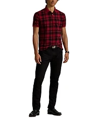 Polo Ralph Lauren Custom Slim Fit Plaid Short Sleeve Mesh Polo Shirt