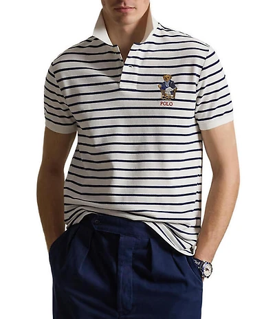 Polo Ralph Lauren Custom Slim Fit Striped Polo Bear Short Sleeve Polo Shirt