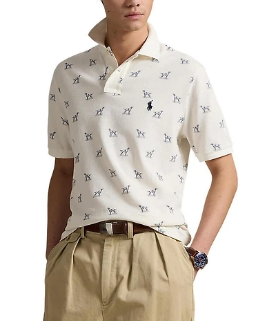 Polo Ralph Lauren Dog Print Mesh Short Sleeve Polo Shirt