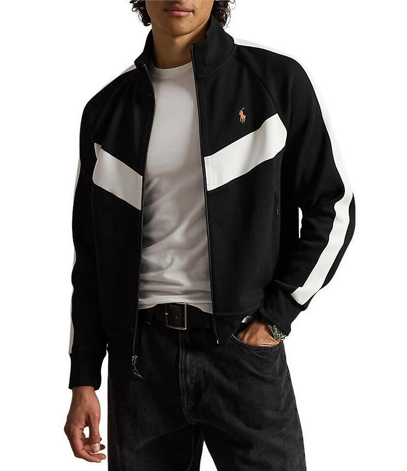 Polo Ralph Lauren Pieced Chevron Stripe Double Knit Track Jacket