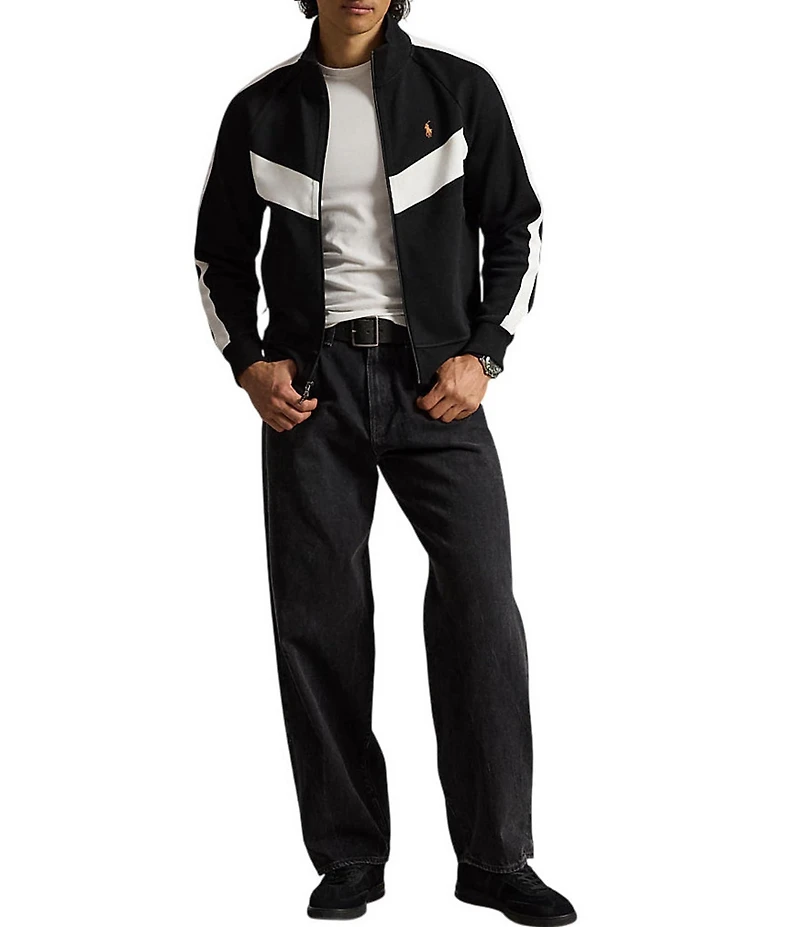 Polo Ralph Lauren Pieced Chevron Stripe Double Knit Track Jacket