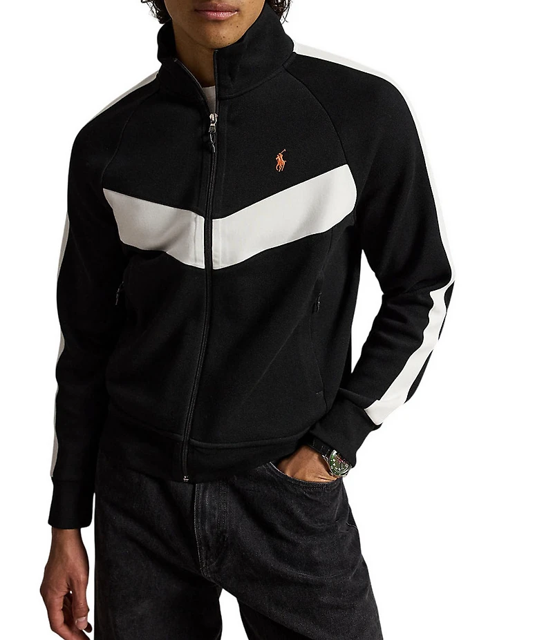 Polo Ralph Lauren Pieced Chevron Stripe Double Knit Track Jacket