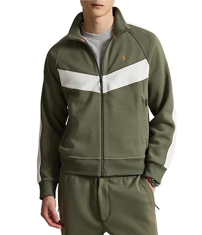 Polo Ralph Lauren Pieced Chevron Stripe Double Knit Track Jacket