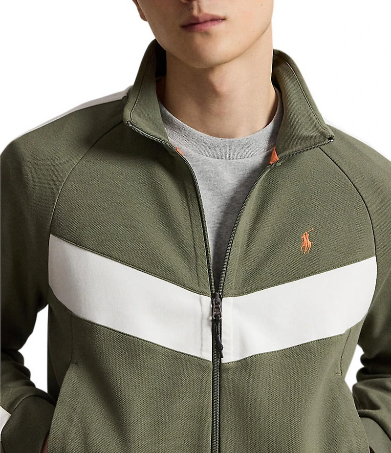 Polo Ralph Lauren Pieced Chevron Stripe Double Knit Track Jacket