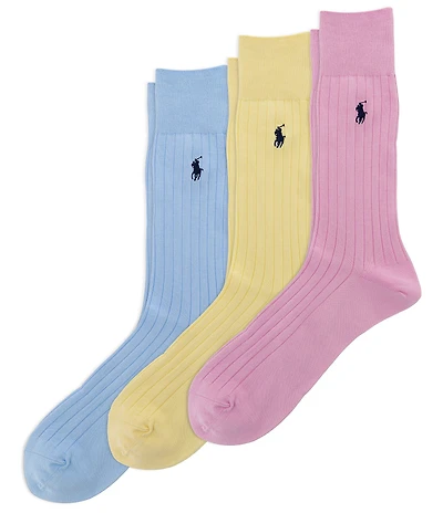 Polo Ralph Lauren Egyptian Cotton Solid Stripe Socks 3-Pack
