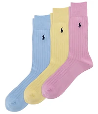 Polo Ralph Lauren Egyptian Cotton Solid Stripe Socks 3-Pack