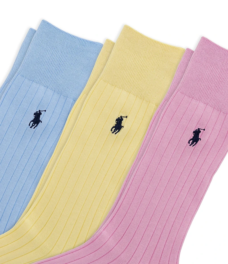 Polo Ralph Lauren Egyptian Cotton Solid Stripe Socks 3-Pack