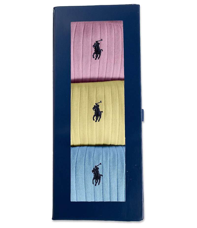Polo Ralph Lauren Egyptian Cotton Solid Stripe Socks 3-Pack
