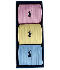 Polo Ralph Lauren Egyptian Cotton Solid Stripe Socks 3-Pack