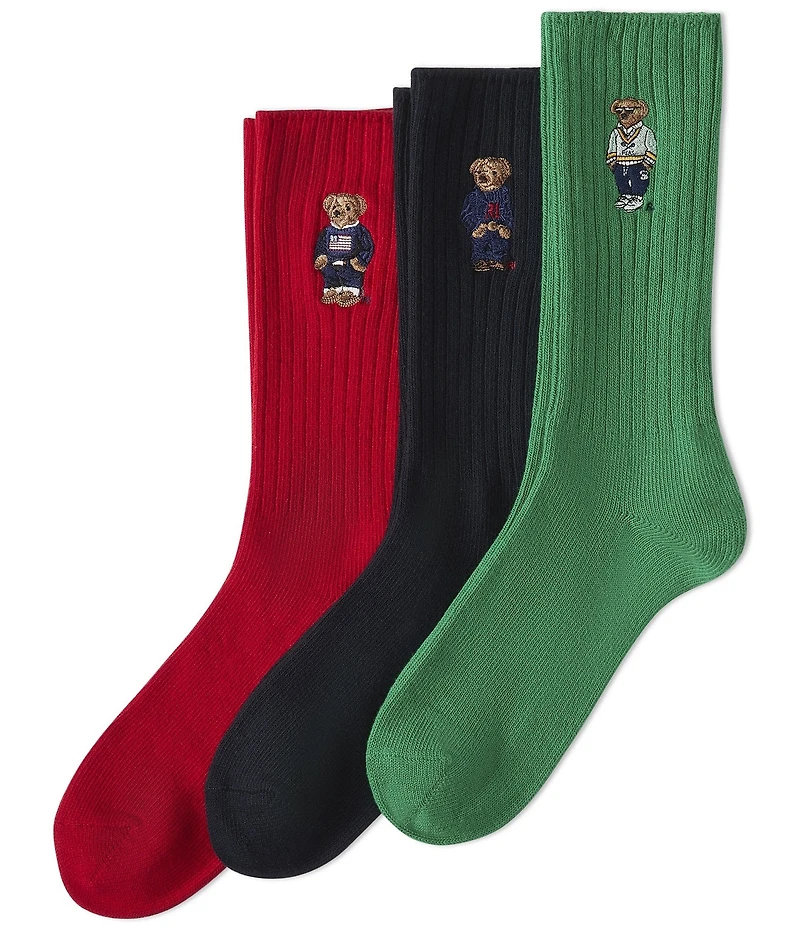 Polo Ralph Lauren Embroidered Bear Classic Crew Sock Gift Box