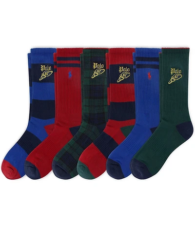 Polo Ralph Lauren Embroidered Pony/Varsity Winged Dress Socks 6-Pack