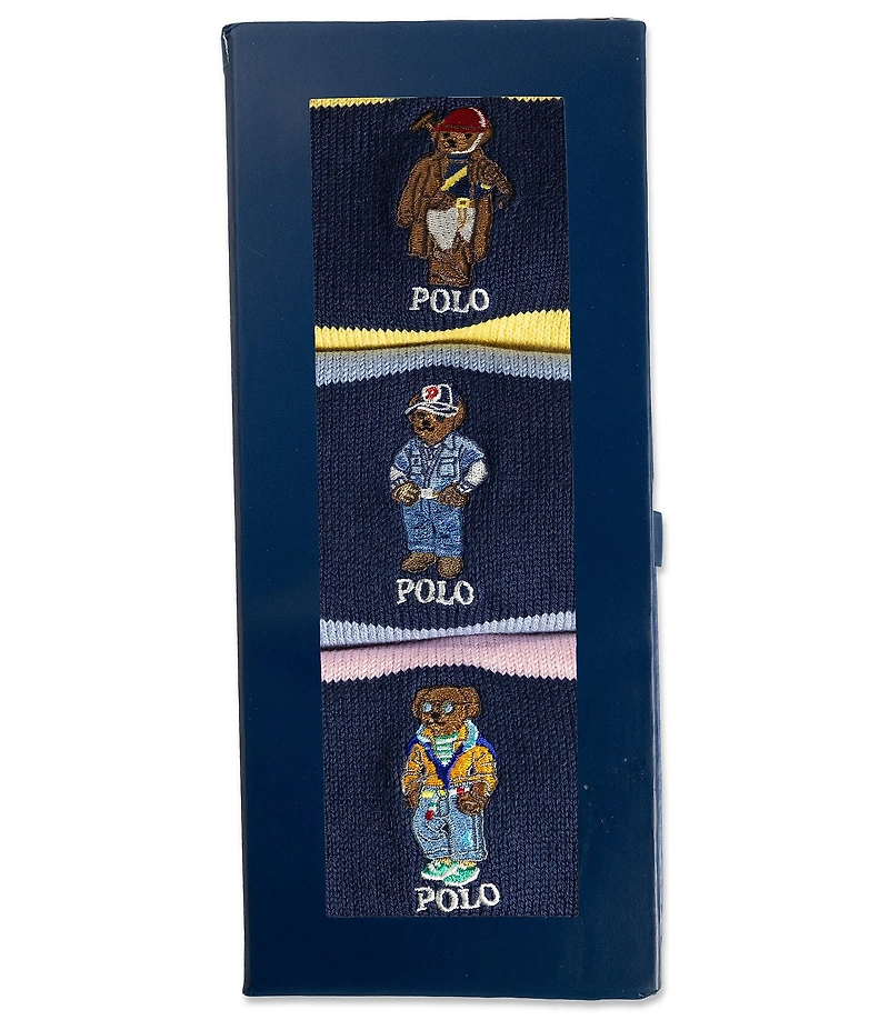 Polo Ralph Lauren Embroidered Seasonal Bears Socks Gift Box 3-Pack