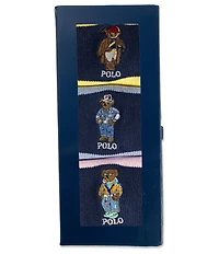 Polo Ralph Lauren Embroidered Seasonal Bears Socks Gift Box 3-Pack