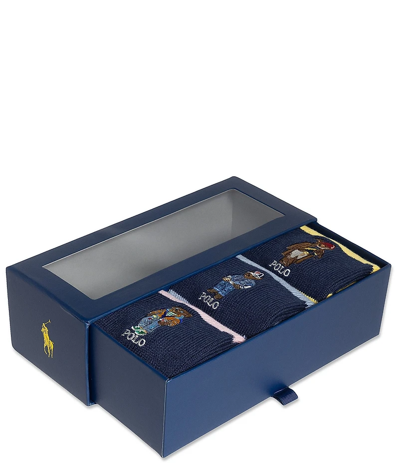 Polo Ralph Lauren Embroidered Seasonal Bears Socks Gift Box 3-Pack