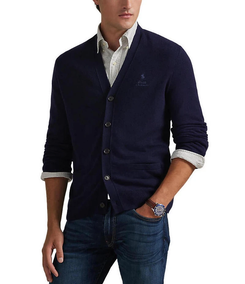 Polo Ralph Lauren Embroidered Wool V-Neck Cardigan