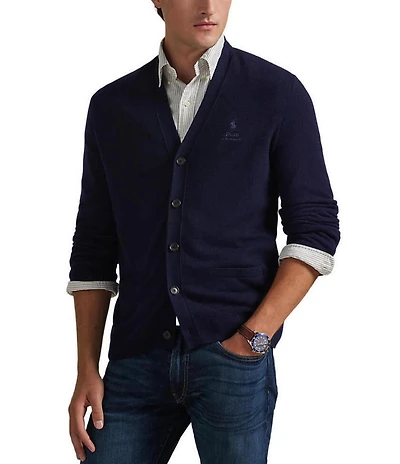 Polo Ralph Lauren Embroidered Wool V-Neck Cardigan