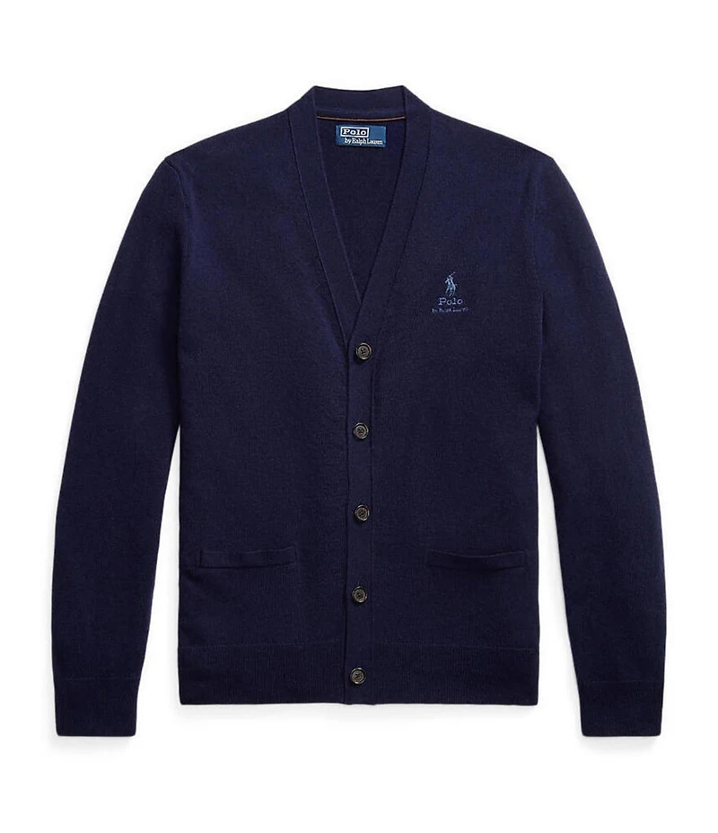 Polo Ralph Lauren Embroidered Wool V-Neck Cardigan