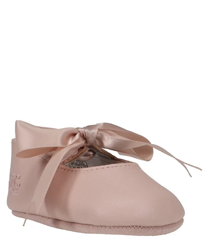 Polo Ralph Lauren Girls' Briley Leather Bow Detail Crib Shoes (Infant)