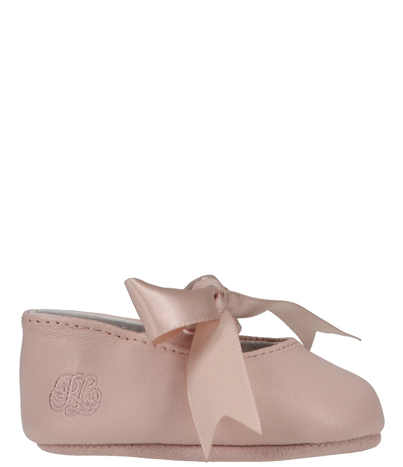Polo Ralph Lauren Girls' Briley Leather Bow Detail Crib Shoes (Infant)