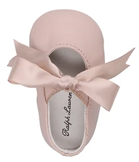 Polo Ralph Lauren Girls' Briley Leather Bow Detail Crib Shoes (Infant)