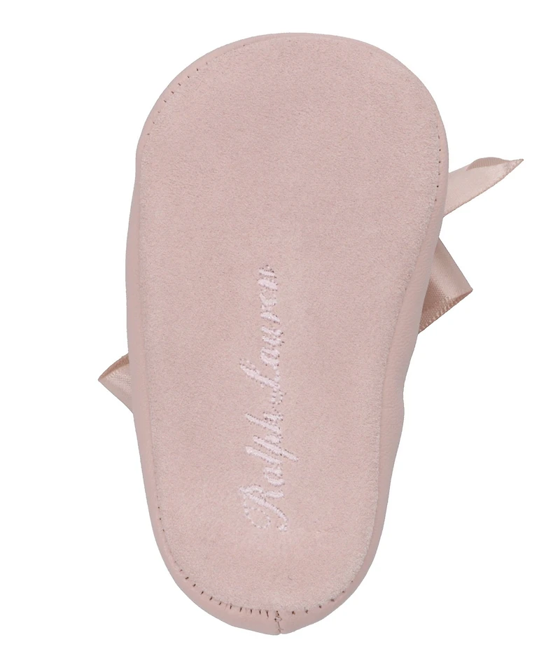 Polo Ralph Lauren Girls' Briley Leather Bow Detail Crib Shoes (Infant)