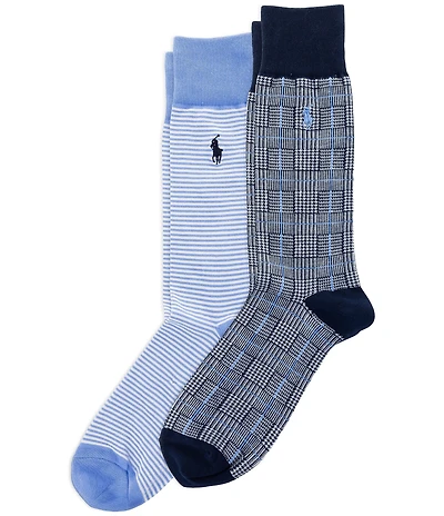 Polo Ralph Lauren Glen Plaid & Striped Socks 2-Pack