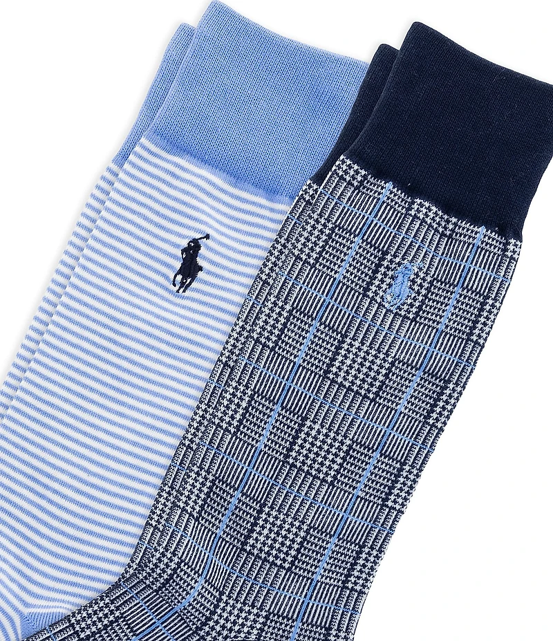 Polo Ralph Lauren Glen Plaid & Striped Socks 2-Pack