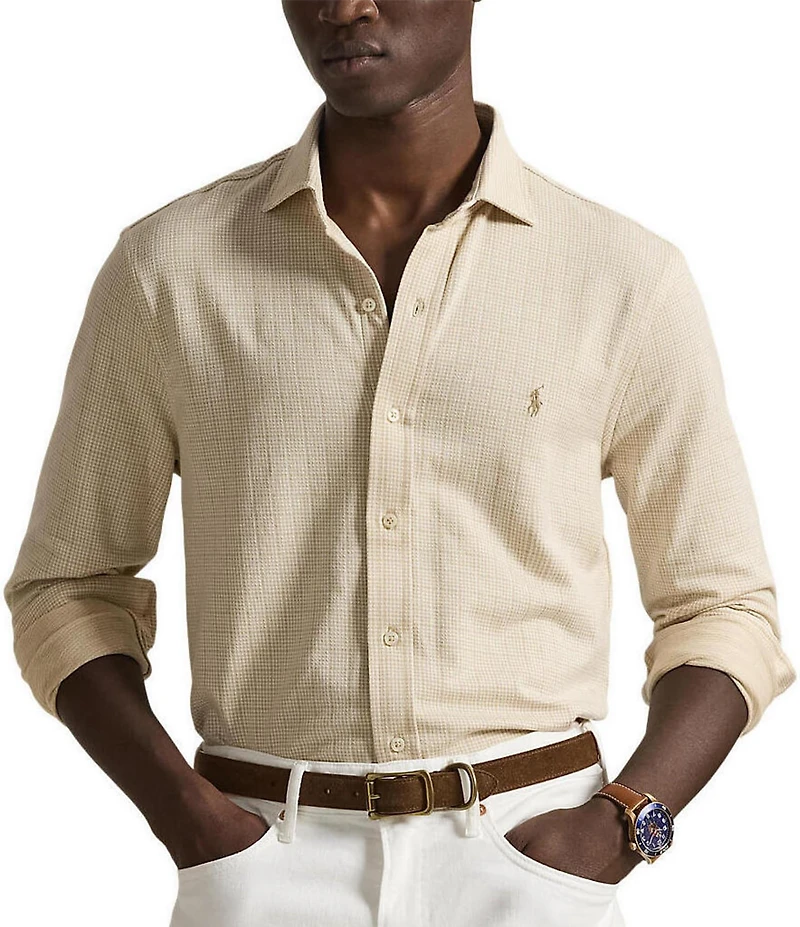 Polo Ralph Lauren Glen Plaid Jersey Long Sleeve Woven Shirt
