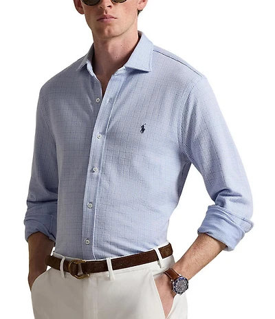 Polo Ralph Lauren Glen Plaid Jersey Long Sleeve Woven Shirt