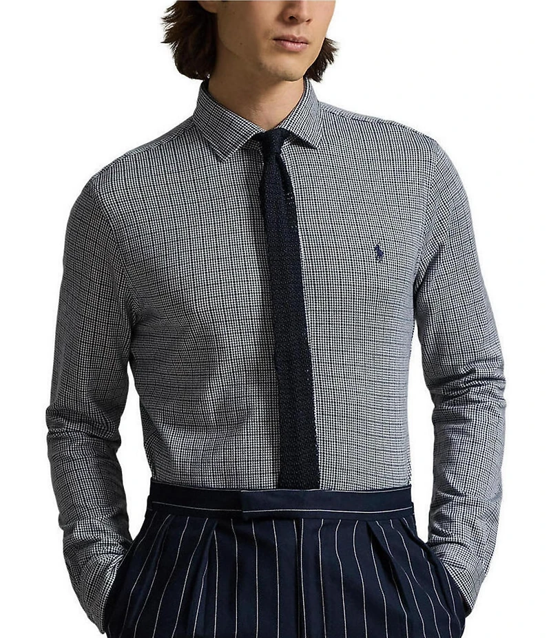 Polo Ralph Lauren Glen Plaid Jersey Long Sleeve Woven Shirt