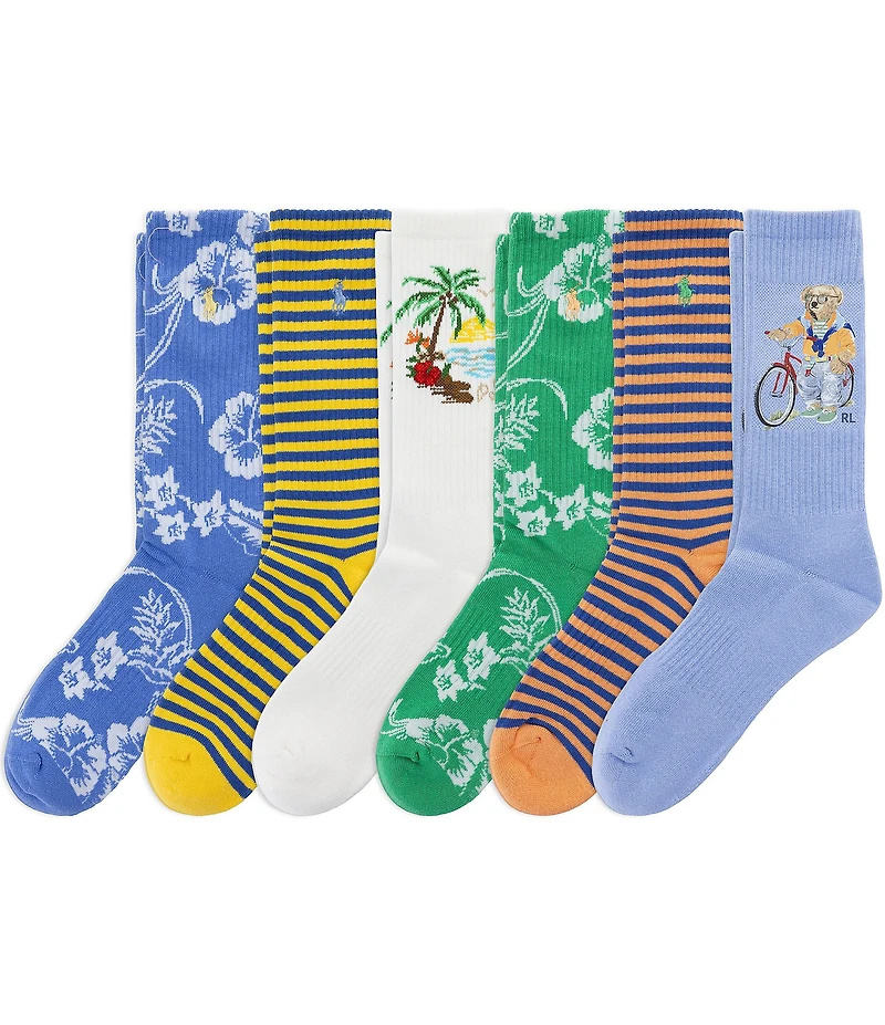 Polo Ralph Lauren Harbour Island Bear Printed Socks 6-Pack