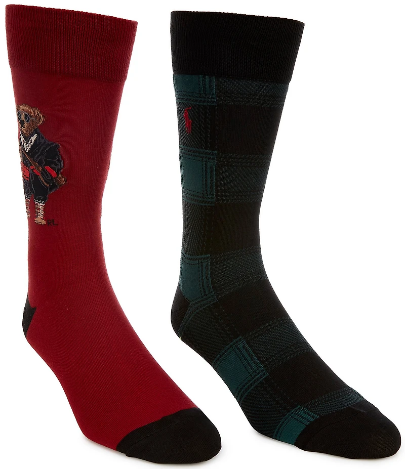 Polo Ralph Lauren Holiday Plaid Bear Sock 2-Pack