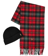 Polo Ralph Lauren Holiday Plaid Scarf & Hat Boxed Gift Set