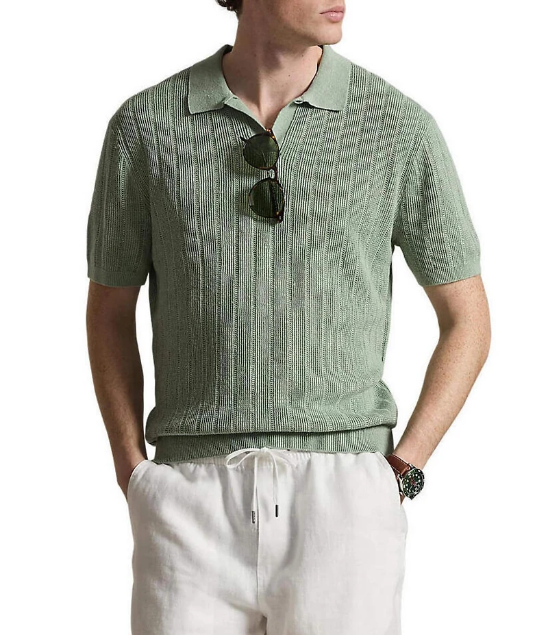 Polo Ralph Lauren Johnny Collar Short Sleeve Linen Sweater