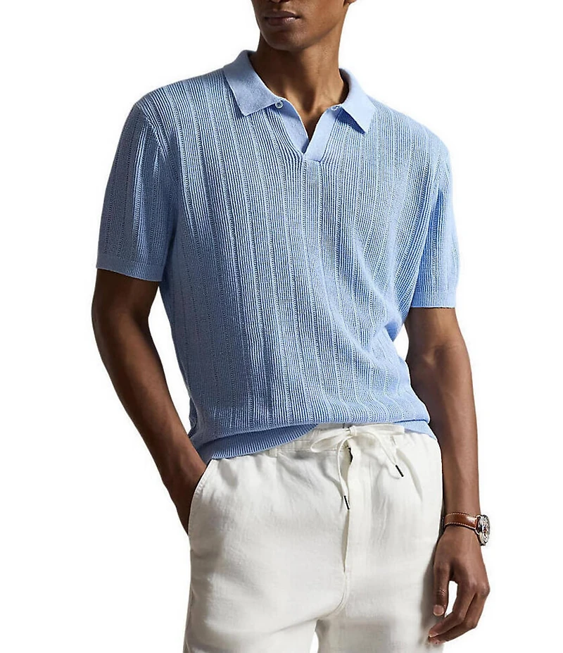 Polo Ralph Lauren Johnny Collar Short Sleeve Linen Sweater