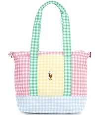 Polo Ralph Lauren Kids Gingham Printed Canvas Tote Bag