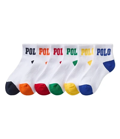 Polo Ralph Lauren Little Boys Performance Polo Logo Quarter Socks 6-Pack