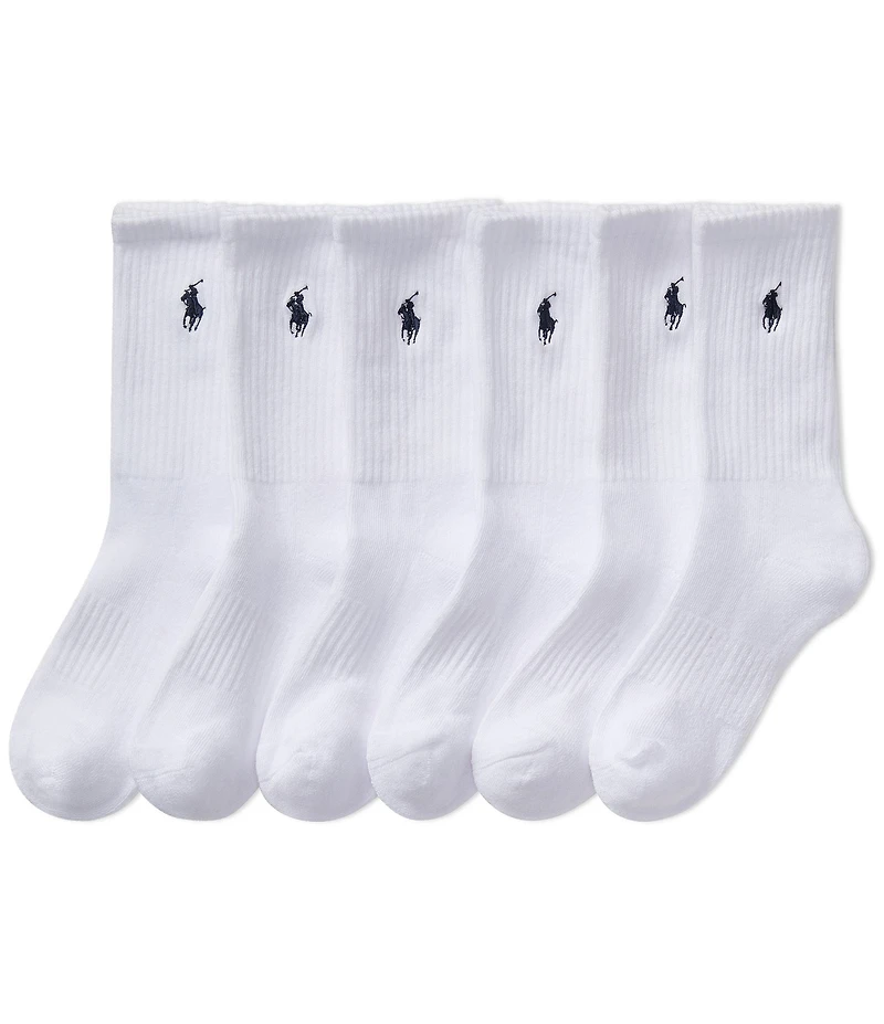 Polo Ralph Lauren Little Boys Performance Solid Cushioned Crew Socks 6-Pack
