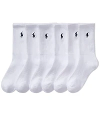 Polo Ralph Lauren Little Boys Performance Solid Cushioned Crew Socks 6-Pack