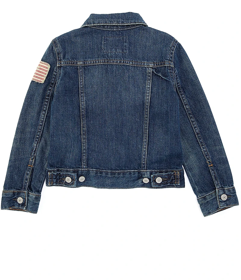 Polo Ralph Lauren Little Boys 2T-7 American Flag Patch Denim Trucker Jacket