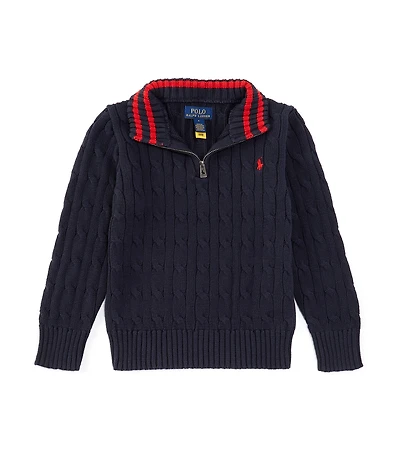 Polo Ralph Lauren Little Boys Long Sleeve Quarter-Zip Cable-Knit Sweater