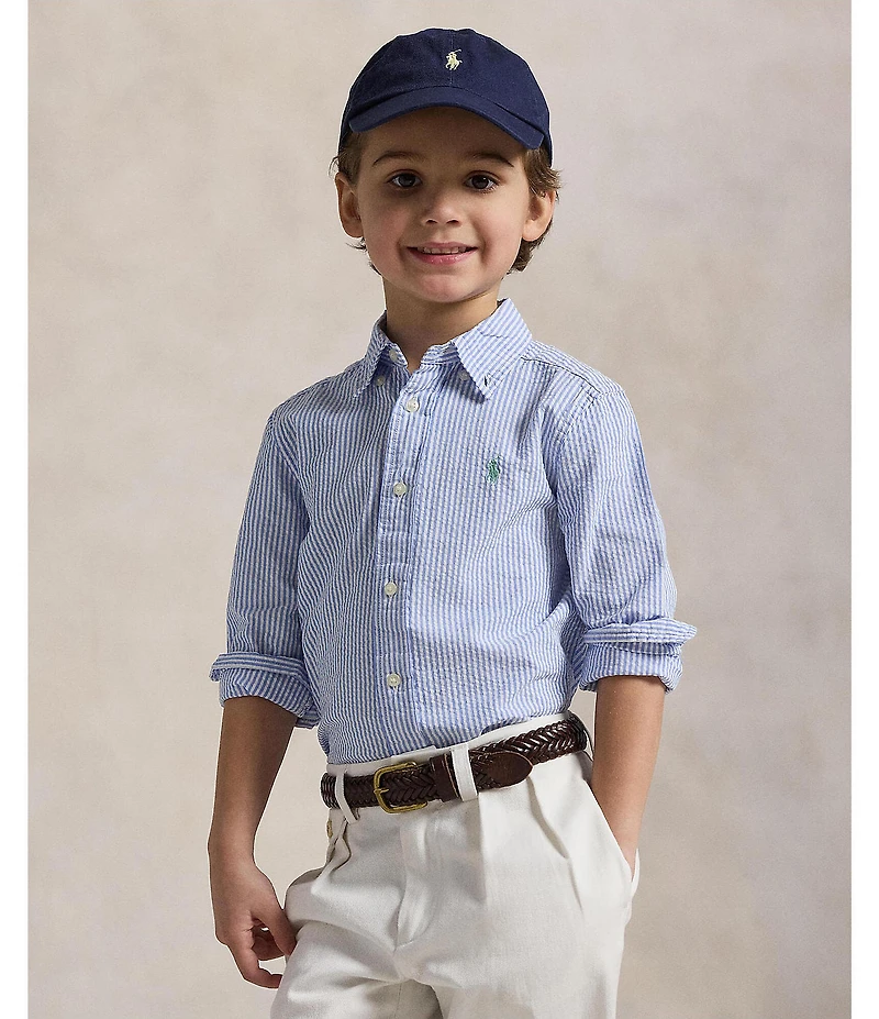 Polo Ralph Lauren Little Boys Long Sleeve Striped Seersucker Shirt