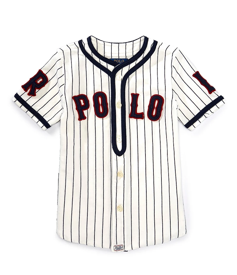 Polo Ralph Lauren Little Boys Short-Sleeve Pinstriped Logo Jersey Baseball Shirt