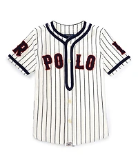 Polo Ralph Lauren Little Boys Short-Sleeve Pinstriped Logo Jersey Baseball Shirt
